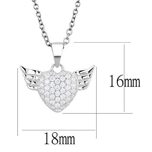 Rhodium 925 Sterling Silver Chain Pendant with AAA Grade CZ