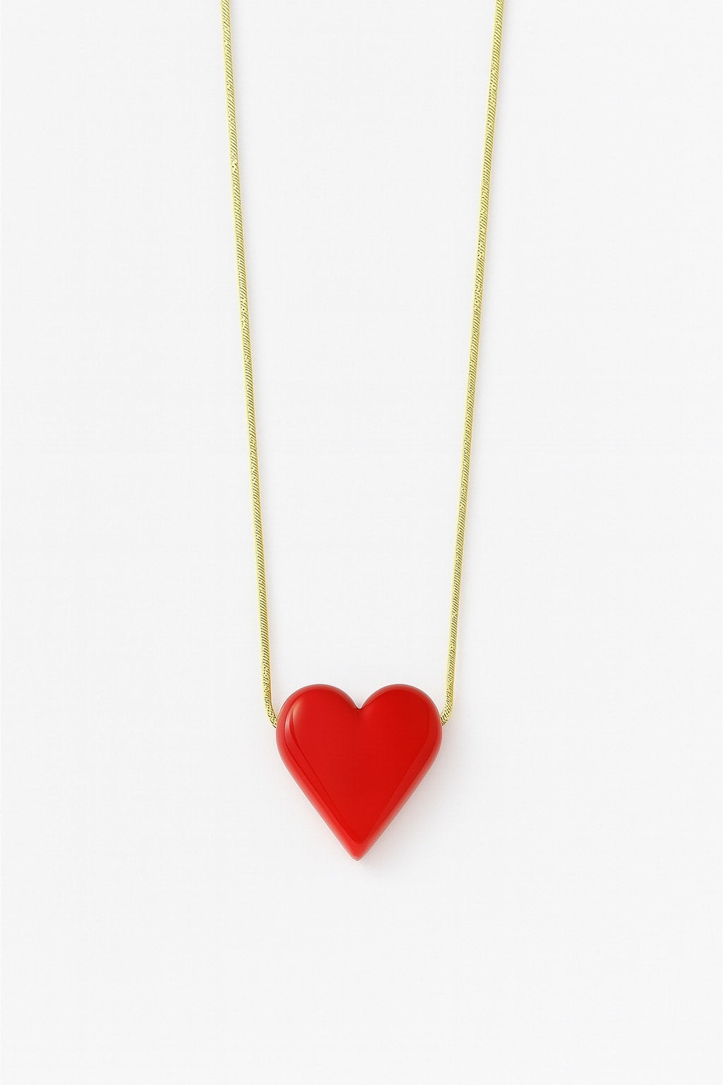 Stainless Steel Red Murano Heart Necklace for Women