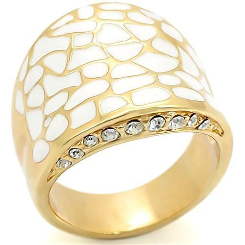 Gold Brass Ring with Top Grade Crystal  in Clear
