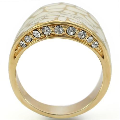 Gold Brass Ring with Top Grade Crystal  in Clear
