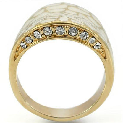 Gold Brass Ring with Top Grade Crystal  in Clear