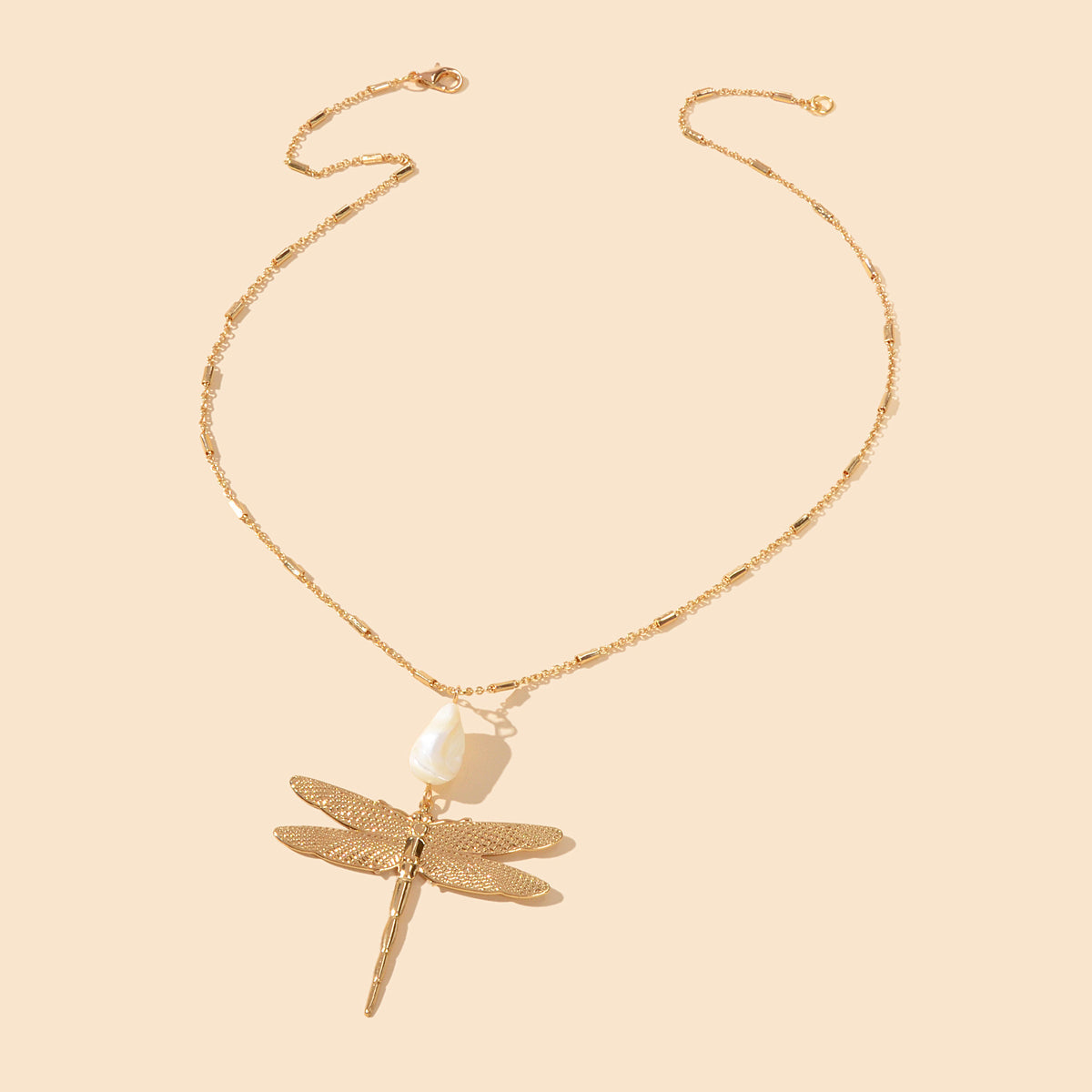 Boho Chic Style Long Chain Shell Dragonfly Charm Trendy Necklace