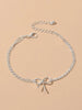 Minimalist Summer Gold Silver Bow Double Layer Chain Anklet Holiday