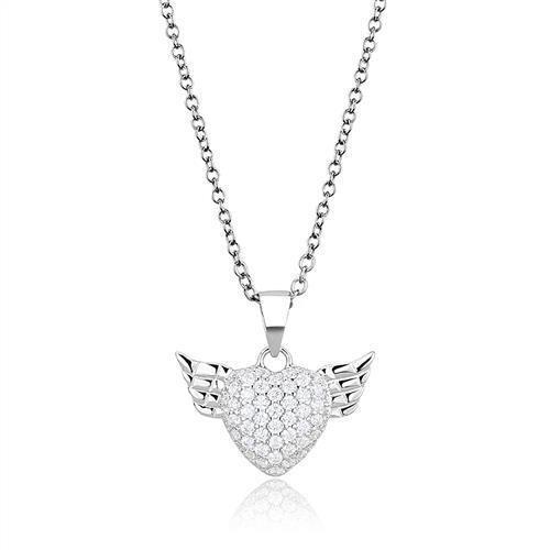Rhodium 925 Sterling Silver Chain Pendant with AAA Grade CZ