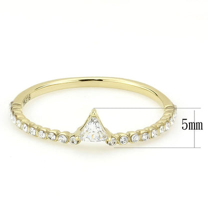IP Gold(Ion Plating) Stainless Steel Ring with AAA Grade CZ