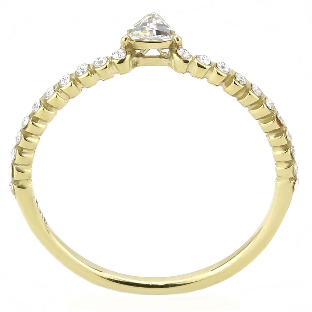 IP Gold(Ion Plating) Stainless Steel Ring with AAA Grade CZ