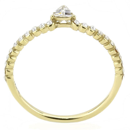 IP Gold(Ion Plating) Stainless Steel Ring with AAA Grade CZ