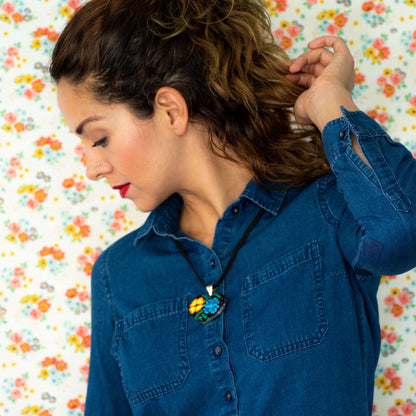 Ocosingo Heart Embroidered Necklace.