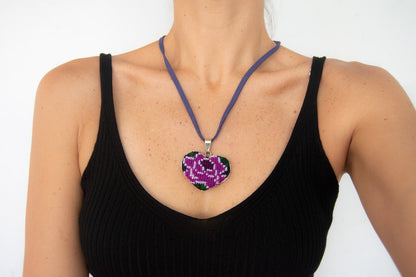 Ocosingo Heart Embroidered Necklace.