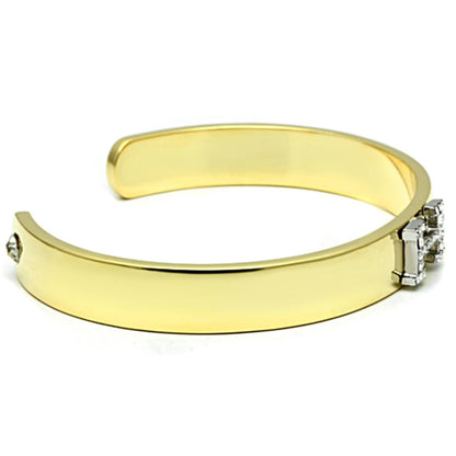 Gold+Rhodium White Metal Bangle with Top Grade Crystal  in
