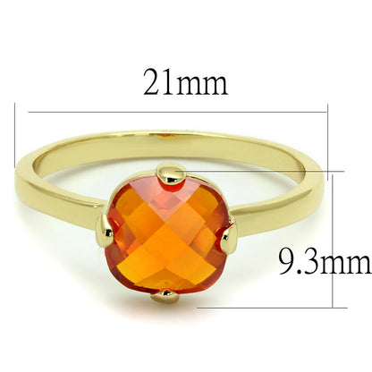 Flash Gold Brass Ring with AAA Grade CZ  in Orange