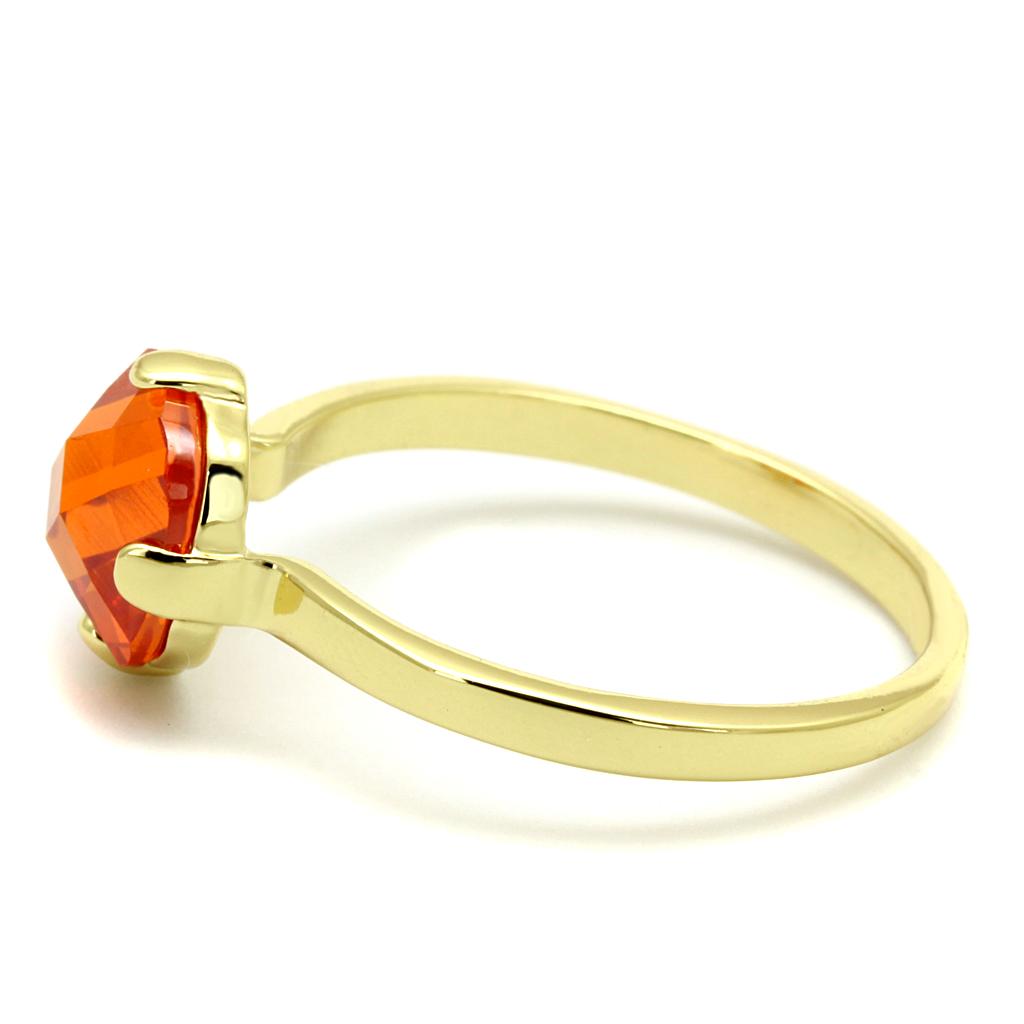 Flash Gold Brass Ring with AAA Grade CZ  in Orange