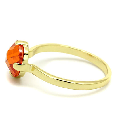 Flash Gold Brass Ring with AAA Grade CZ  in Orange