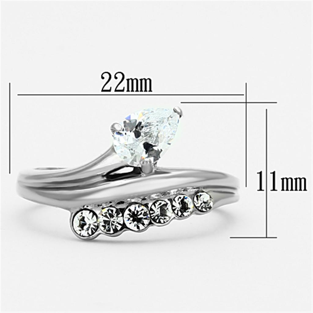 High polished (no plating) Stainless Steel Ring with AAA