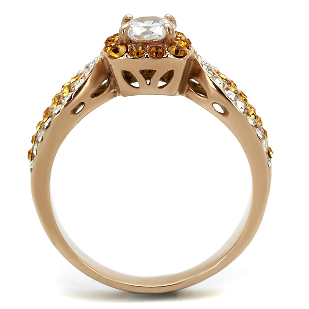 IP Rose Gold(Ion Plating) Stainless Steel Ring with AAA Grade