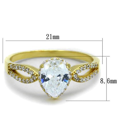 Gold 925 Sterling Silver Ring with AAA Grade CZ  in Clear