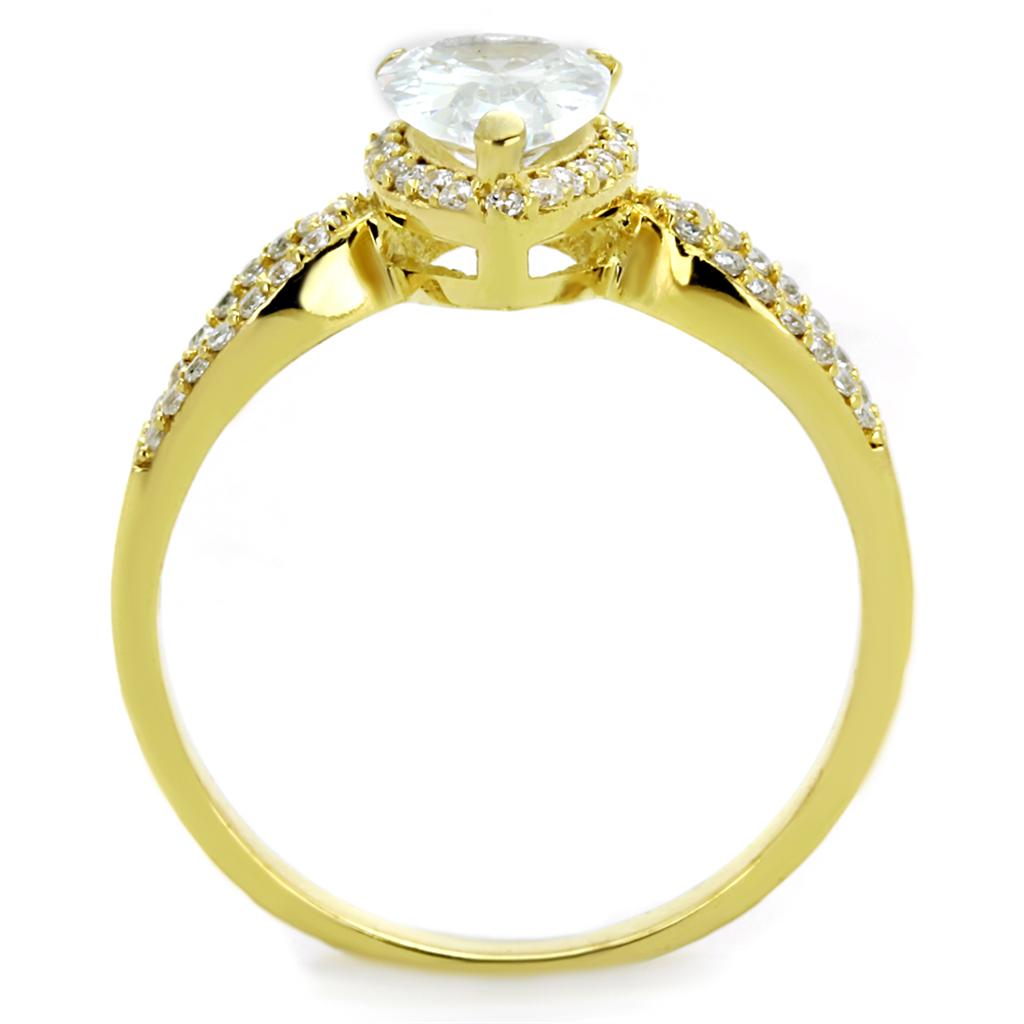 Gold 925 Sterling Silver Ring with AAA Grade CZ  in Clear