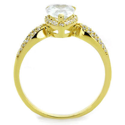 Gold 925 Sterling Silver Ring with AAA Grade CZ  in Clear