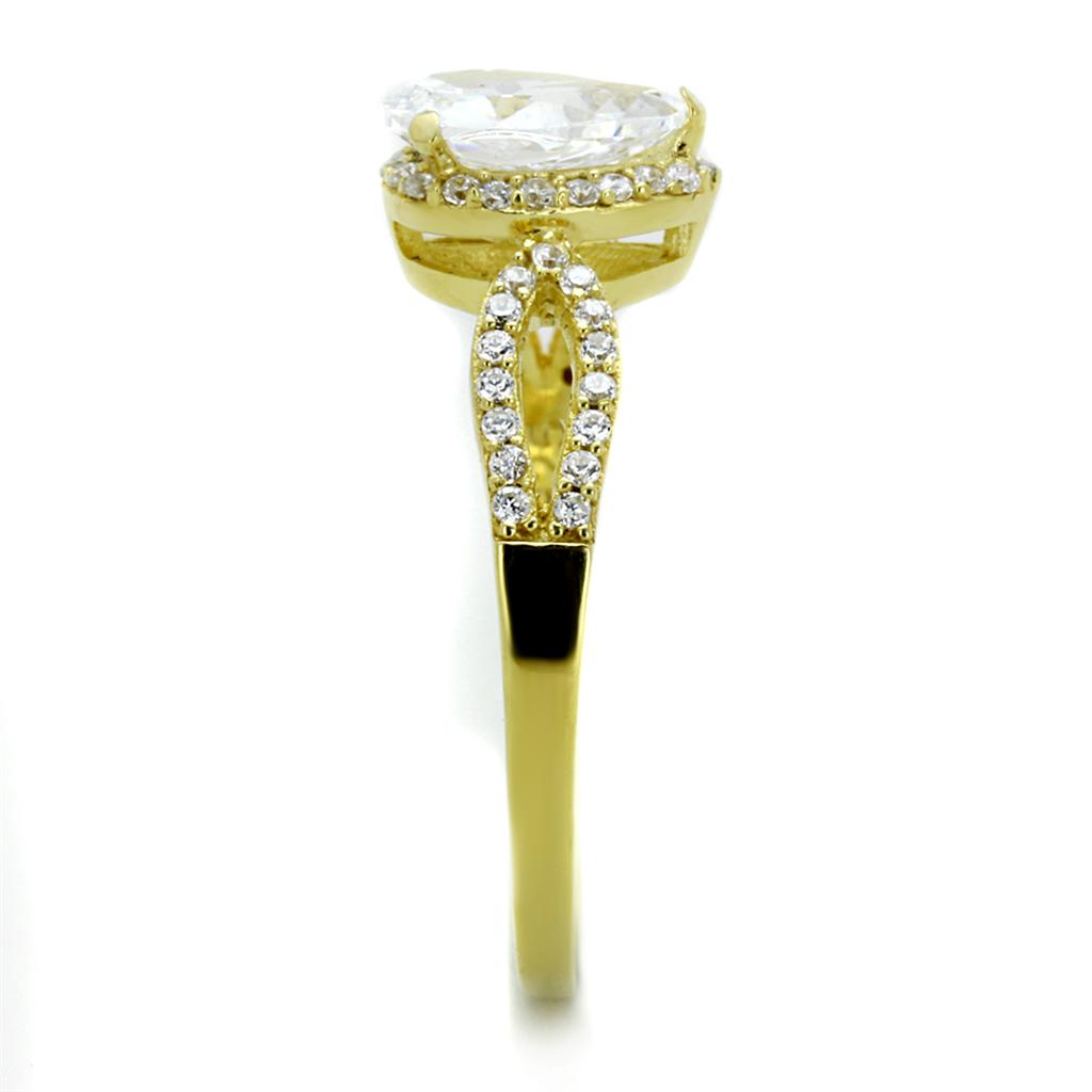 Gold 925 Sterling Silver Ring with AAA Grade CZ  in Clear