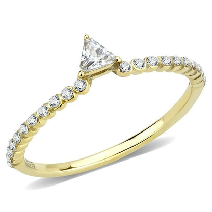 IP Gold(Ion Plating) Stainless Steel Ring with AAA Grade CZ