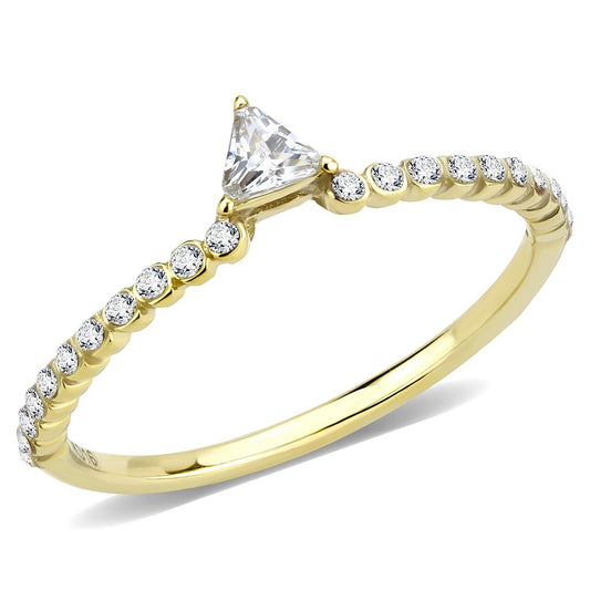 IP Gold(Ion Plating) Stainless Steel Ring with AAA Grade CZ