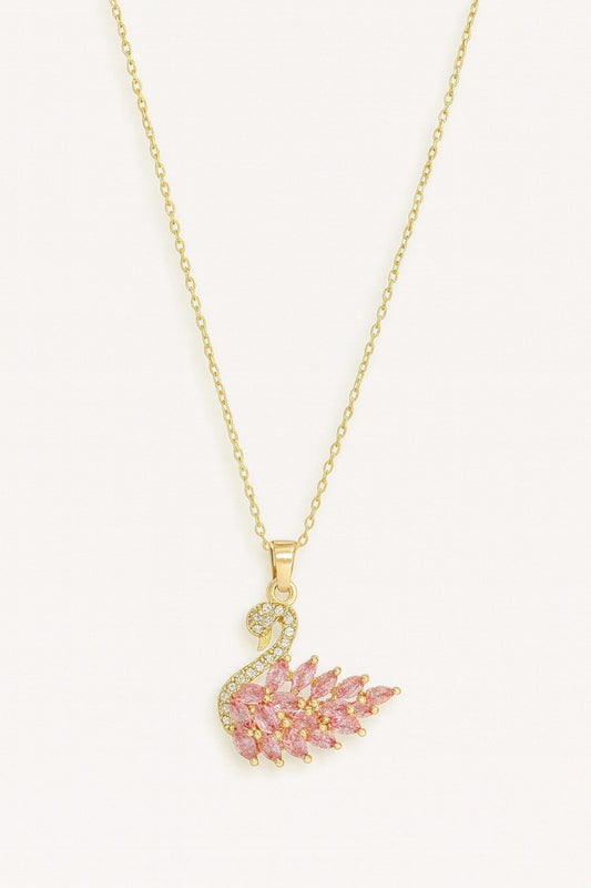 Stainless Steel Pink Swan Necklace for Women