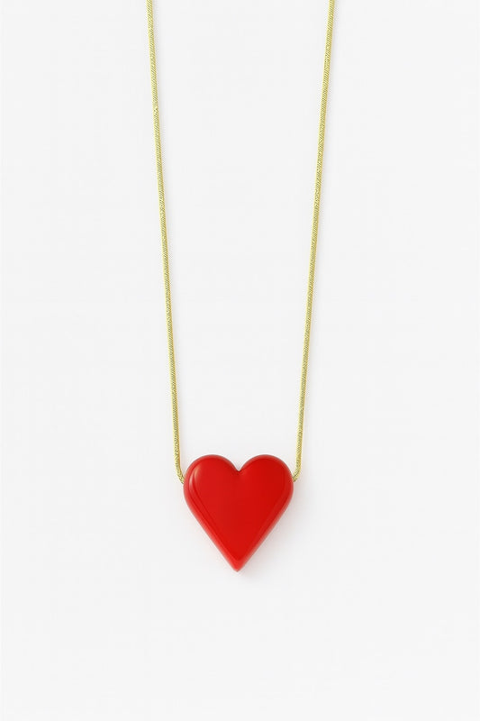 Stainless Steel Red Murano Heart Necklace for Women