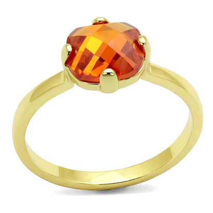 Flash Gold Brass Ring with AAA Grade CZ  in Orange