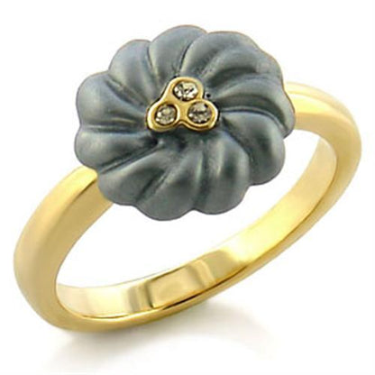 Gold White Metal Ring with Top Grade Crystal  in Black Diamond