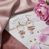 Pink Chalcedony and Jade Cluster Hoop Earrings